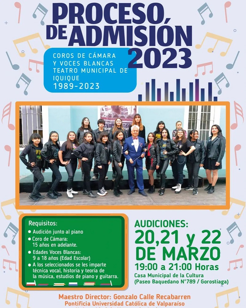 Admisión Coros de Cámara y Voces Blancas Iquique 2023